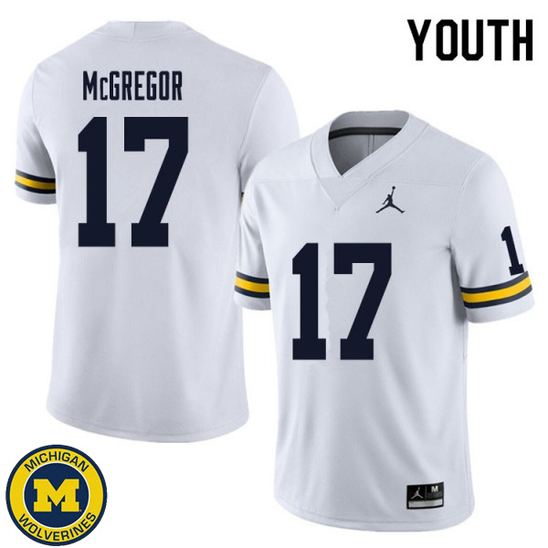 Youth University of Michigan #17 Braiden McGregor White Official Game Jersey